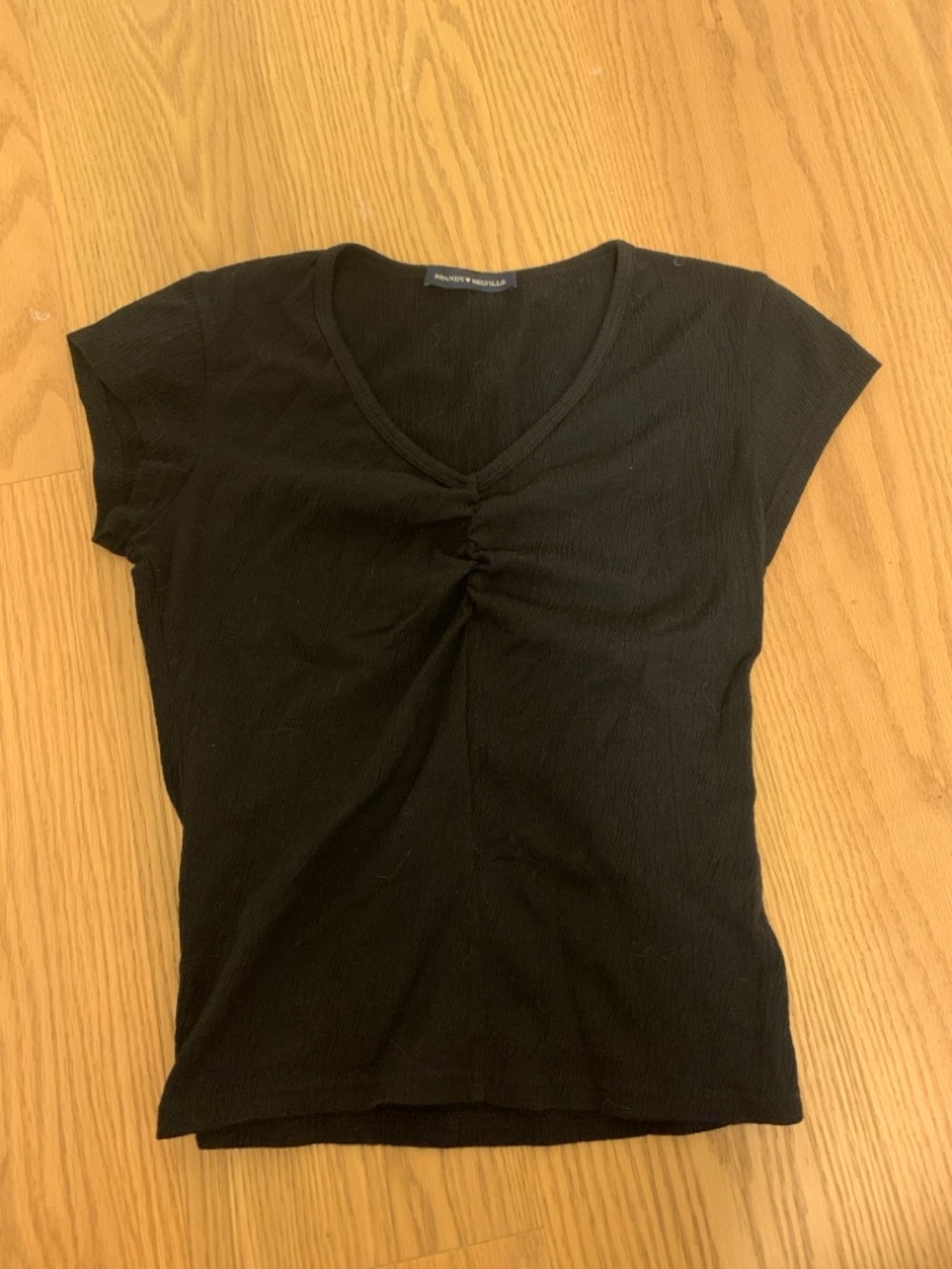 Black Ruched V-Neck Brandy melville